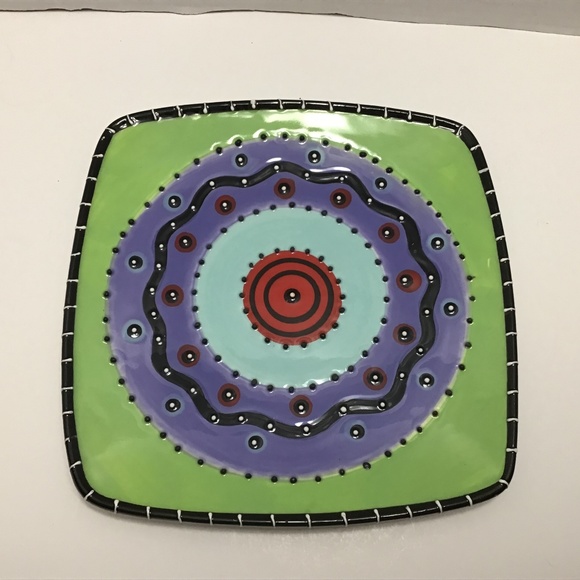 Bella Casa by Ganz Abstract Plate with raised white & Black dots 1990s - Picture 1 of 7